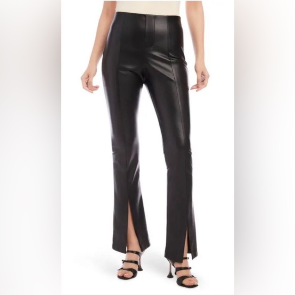 Signature8 Black Faux Leather Flare Pants